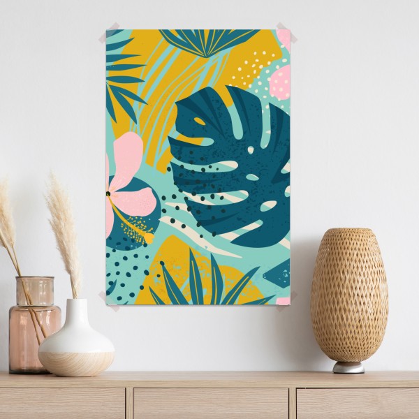 Plakat tropikalne liście i kwiaty – Wallissimo® Plakat tropikalne liście i kwiaty – Wallissimo®