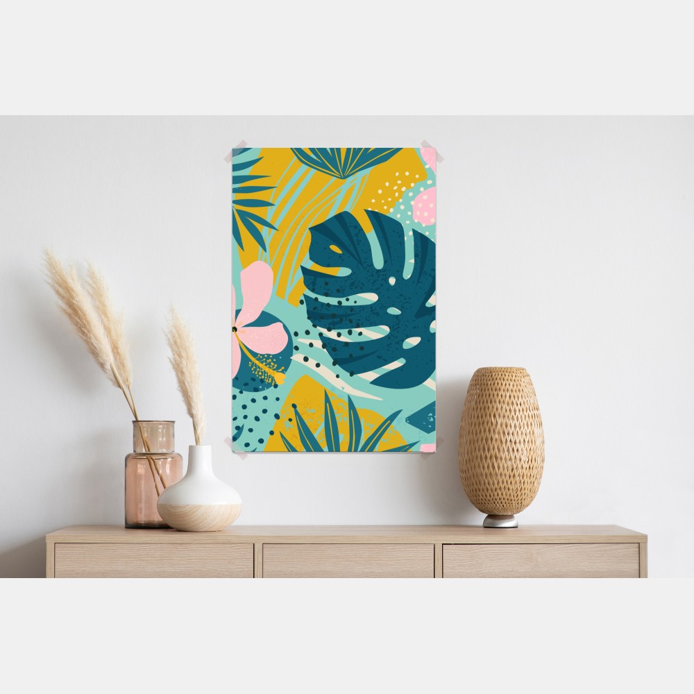 Plakat tropikalne liście i kwiaty – Wallissimo® Plakat tropikalne liście i kwiaty – Wallissimo®