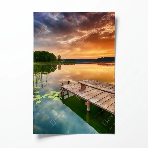 Plakat górskie odbicie w porannym blasku – Wallissimo®