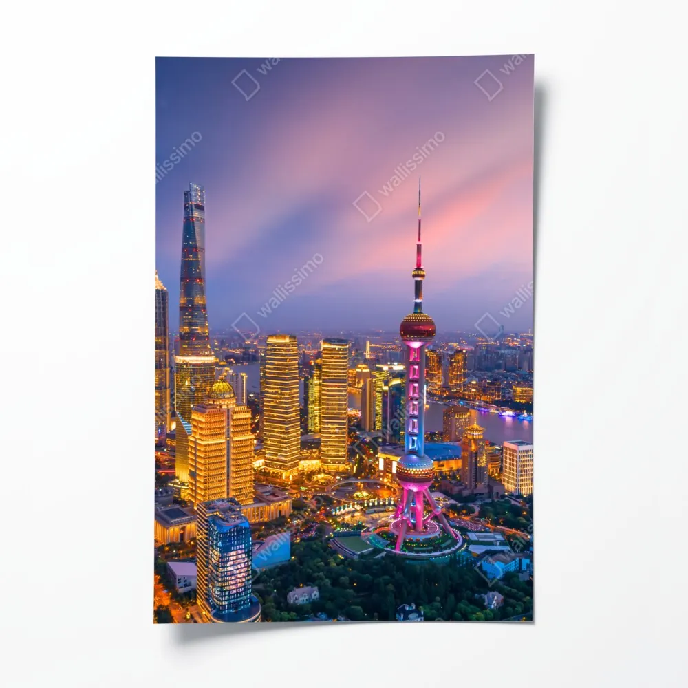 Plakat Szanghaj nocna panorama miasta – Wallissimo® Plakat Szanghaj nocna panorama miasta – Wallissimo®