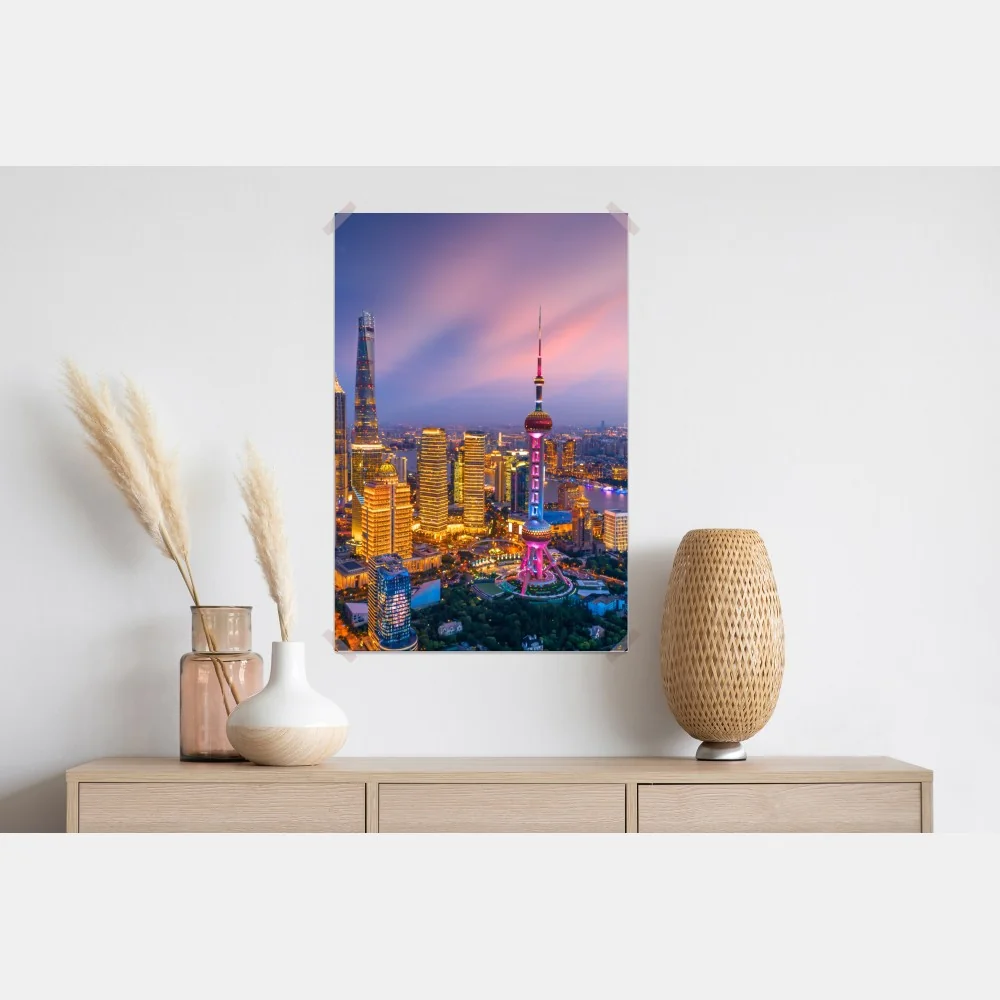 Plakat Szanghaj nocna panorama miasta – Wallissimo® Plakat Szanghaj nocna panorama miasta – Wallissimo®