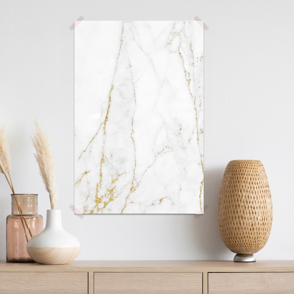 Plakat biały marmur ze złotymi żyłkami – Wallissimo® Plakat biały marmur ze złotymi żyłkami – Wallissimo®