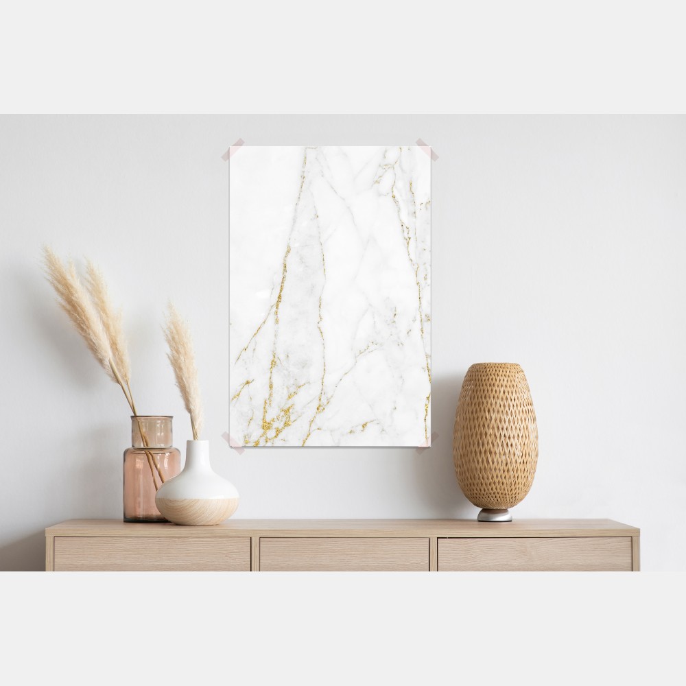 Plakat biały marmur ze złotymi żyłkami – Wallissimo® Plakat biały marmur ze złotymi żyłkami – Wallissimo®