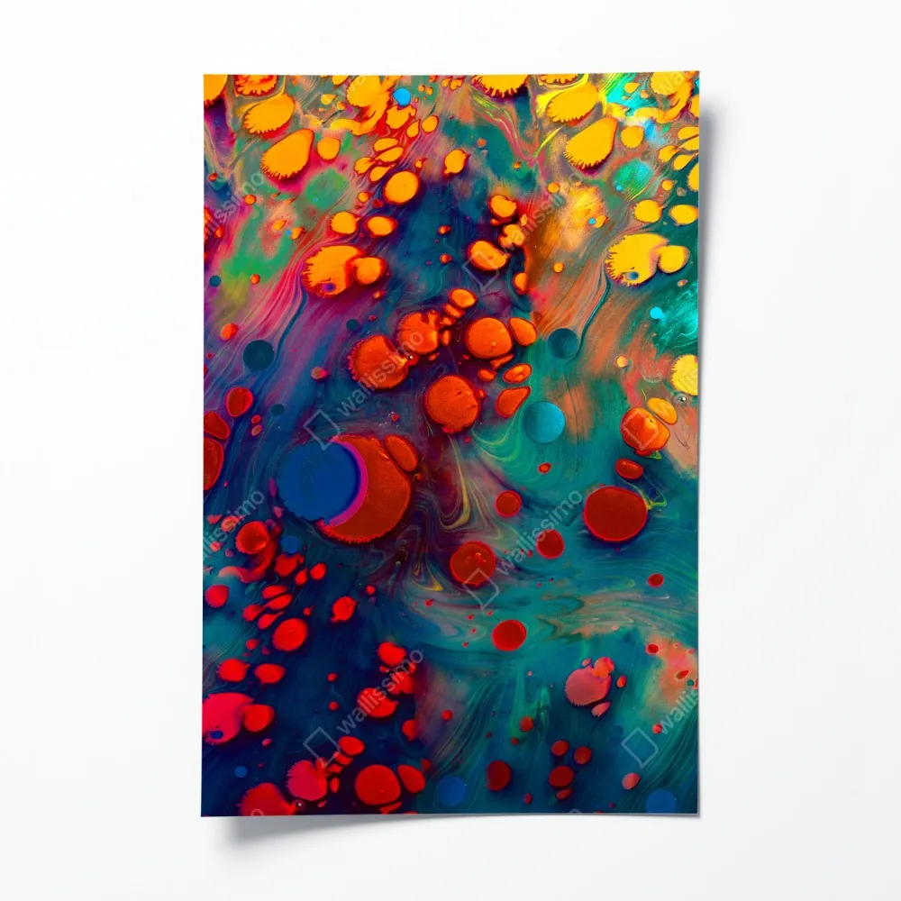 Plakat żywe turkusowo-pomarańczowe marmurkowe dzieło – Wallissimo® Plakat żywe turkusowo-pomarańczowe marmurkowe dzieło – Wallissimo®