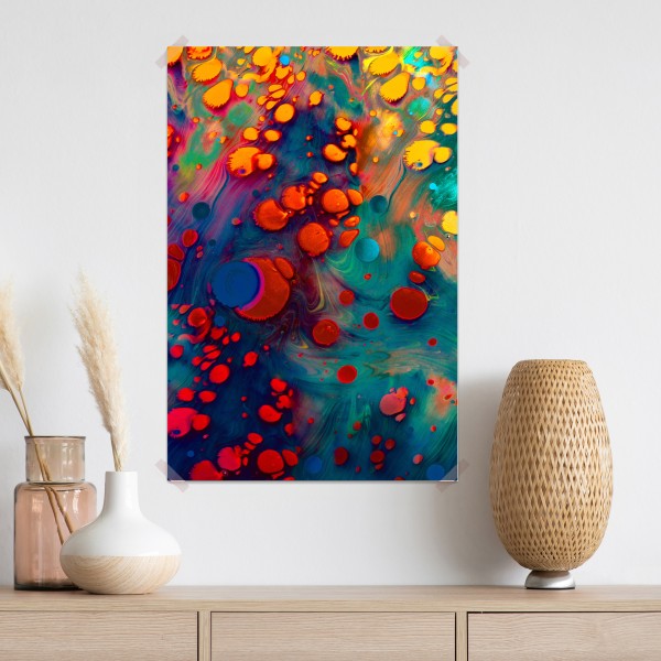 Plakat żywe turkusowo-pomarańczowe marmurkowe dzieło – Wallissimo® Plakat żywe turkusowo-pomarańczowe marmurkowe dzieło – Wallissimo®