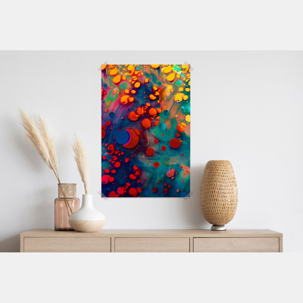 Plakat żywe turkusowo-pomarańczowe marmurkowe dzieło – Wallissimo® Plakat żywe turkusowo-pomarańczowe marmurkowe dzieło – Wallissimo®