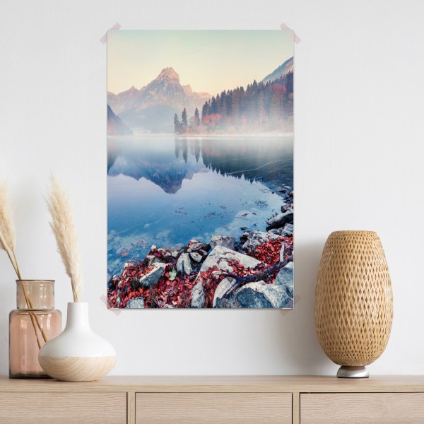 Plakat mglisty jesienny poranek nad Obersee, Alpy Szwajcarskie – Wallissimo® Plakat mglisty jesienny poranek nad Obersee, Alpy Szwajcarskie – Wallissimo®