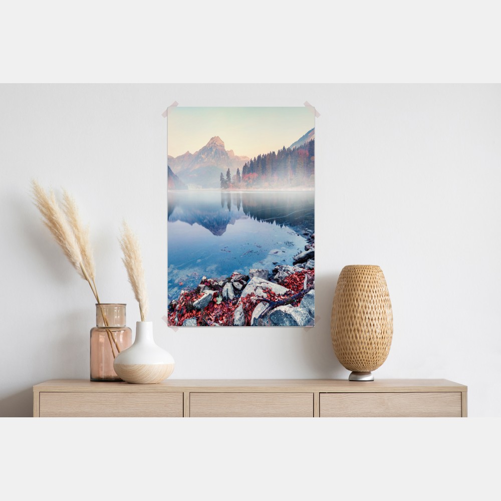 Plakat mglisty jesienny poranek nad Obersee, Alpy Szwajcarskie – Wallissimo® Plakat mglisty jesienny poranek nad Obersee, Alpy Szwajcarskie – Wallissimo®