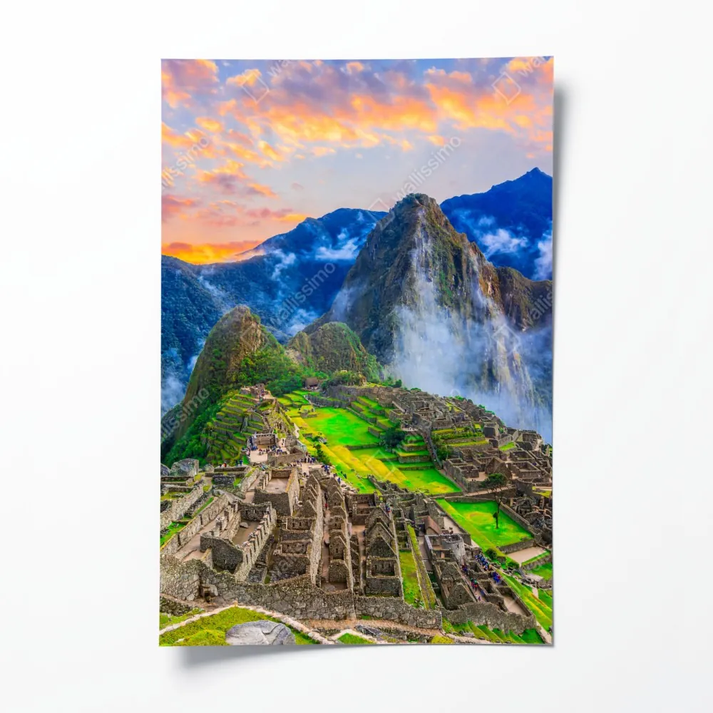 Plakat zachód słońca nad Machu Picchu starożytna Inkaska cytadela – Wallissimo® Plakat zachód słońca nad Machu Picchu starożytna Inkaska cytadela – Wallissimo®