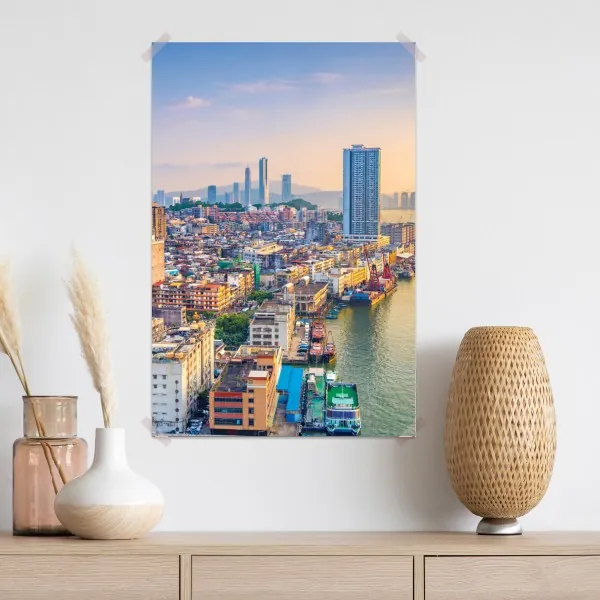 Plakat Macao panorama miasta o zachodzie słońca – Wallissimo® Plakat Macao panorama miasta o zachodzie słońca – Wallissimo®