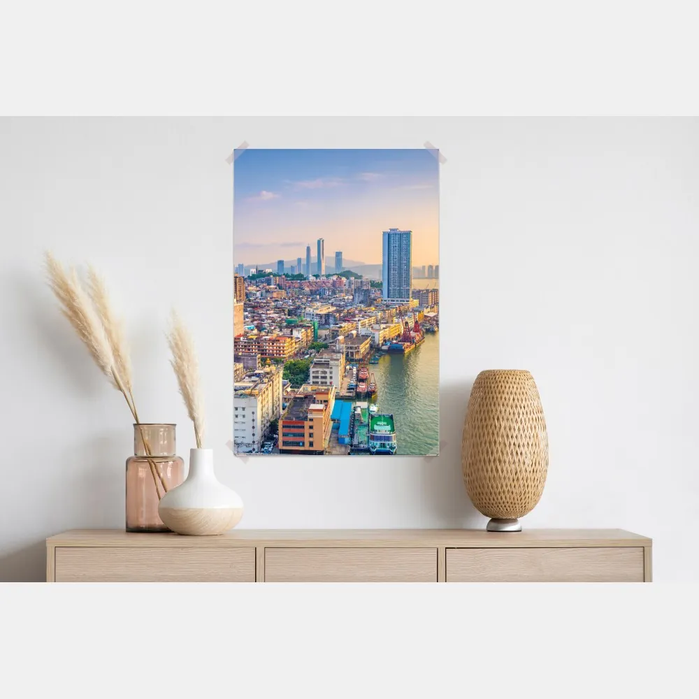 Plakat Macao panorama miasta o zachodzie słońca – Wallissimo® Plakat Macao panorama miasta o zachodzie słońca – Wallissimo®