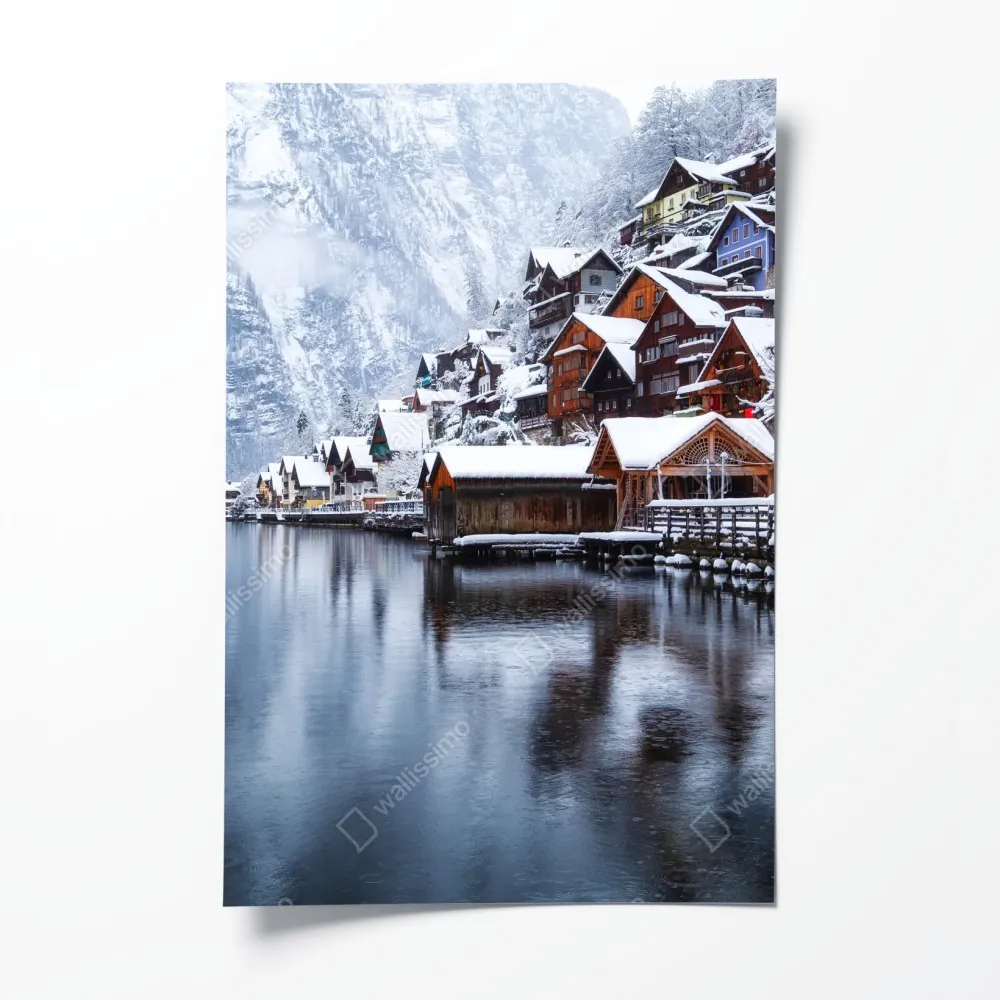 Plakat śnieżna wieś Hallstatt nad jeziorem – Wallissimo® Plakat śnieżna wieś Hallstatt nad jeziorem – Wallissimo®