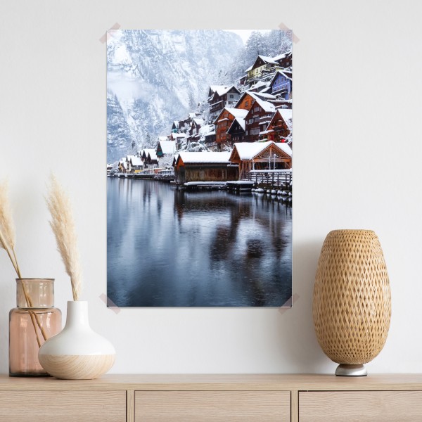Plakat śnieżna wieś Hallstatt nad jeziorem – Wallissimo® Plakat śnieżna wieś Hallstatt nad jeziorem – Wallissimo®