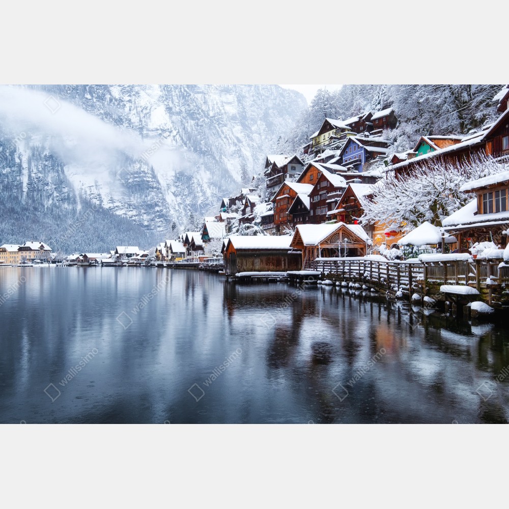 Plakat śnieżna wieś Hallstatt nad jeziorem – Wallissimo® Plakat śnieżna wieś Hallstatt nad jeziorem – Wallissimo®
