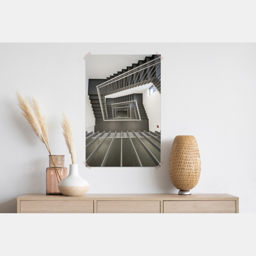 Plakat geometryczna klatka schodowa w perspektywie – Wallissimo® Plakat geometryczna klatka schodowa w perspektywie – Wallissimo®