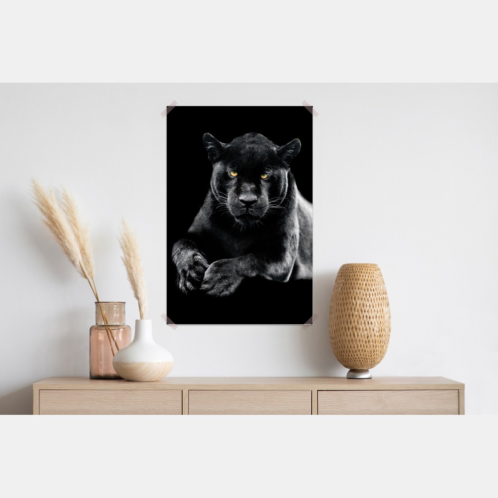 Plakat portret czarnej pantery na czarnym tle – Wallissimo® Plakat portret czarnej pantery na czarnym tle – Wallissimo®
