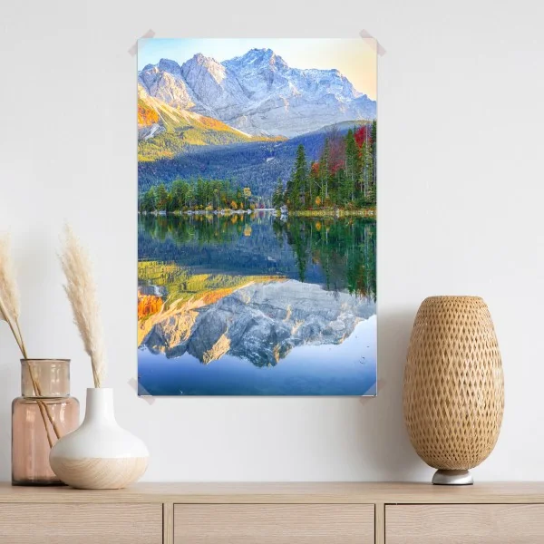 Plakat jesienne odbicie na Eibsee przy Zugspitze – Wallissimo® Plakat jesienne odbicie na Eibsee przy Zugspitze – Wallissimo®