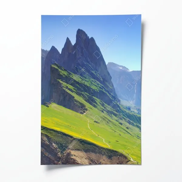 Plakat majestatyczne Seceda w Dolomitach