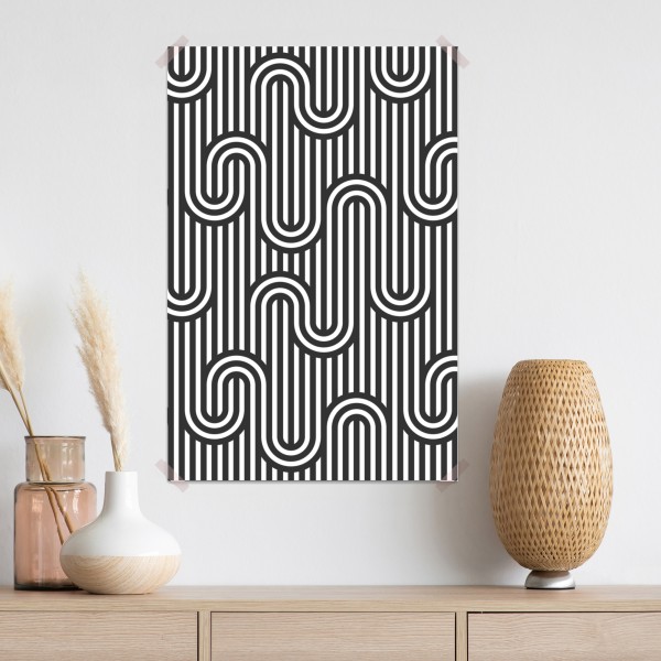Plakat czarno-biały geometryczny wzór optyczny – Wallissimo® Plakat czarno-biały geometryczny wzór optyczny – Wallissimo®