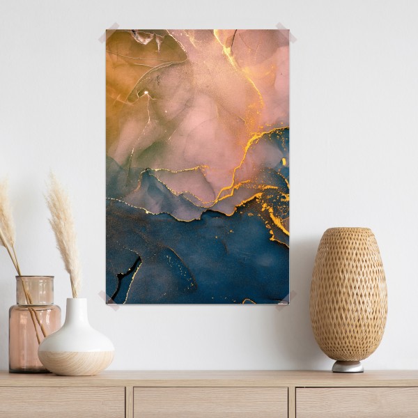 Plakat niebiesko-złoty abstrakcyjny marmur – Wallissimo® Plakat niebiesko-złoty abstrakcyjny marmur – Wallissimo®