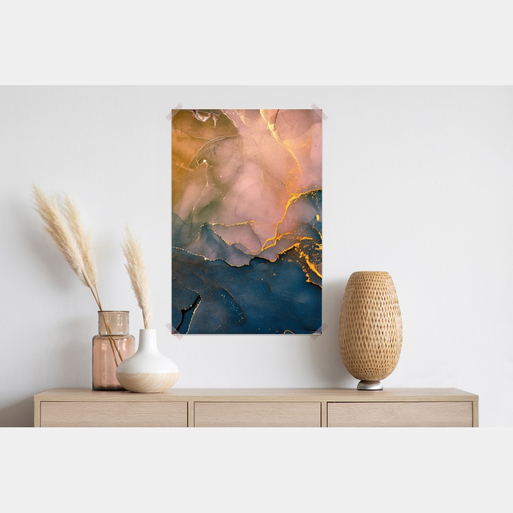 Plakat niebiesko-złoty abstrakcyjny marmur – Wallissimo® Plakat niebiesko-złoty abstrakcyjny marmur – Wallissimo®