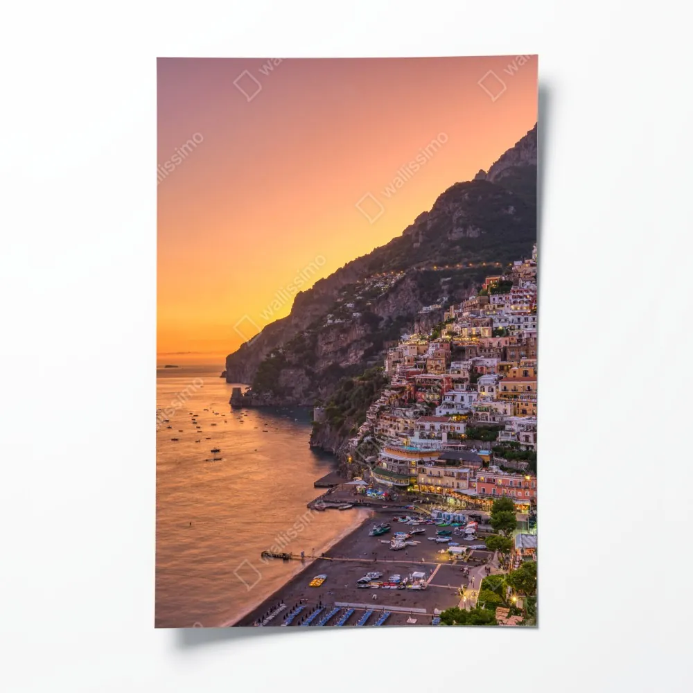 Plakat zachód słońca nad Positano, Wybrzeże Amalfitańskie – Wallissimo® Plakat zachód słońca nad Positano, Wybrzeże Amalfitańskie – Wallissimo®