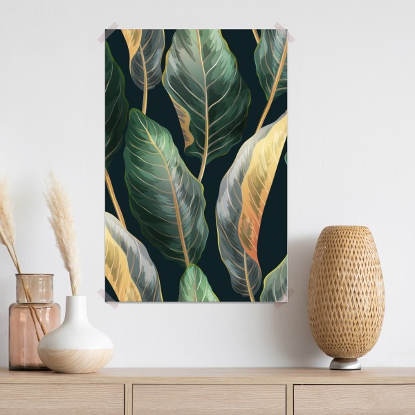 Plakat vintage tropikalny wzór z liśćmi – Wallissimo® Plakat vintage tropikalny wzór z liśćmi – Wallissimo®