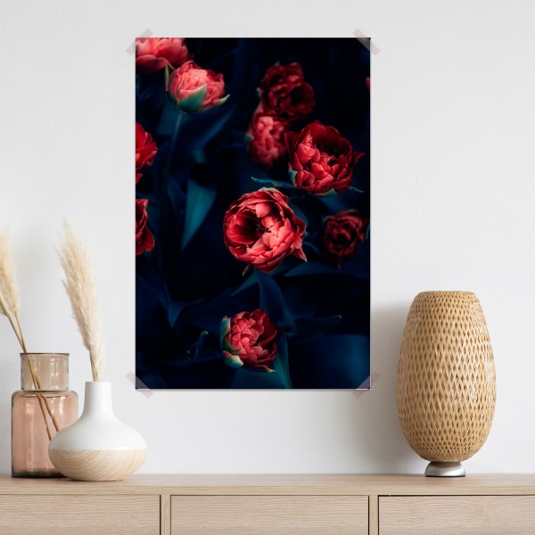Plakat ponury bukiet czerwonych tulipanów – Wallissimo® Plakat ponury bukiet czerwonych tulipanów – Wallissimo®