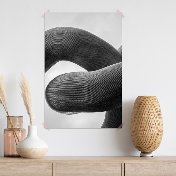 Plakat krzywe formy abstrakcyjna rzeźba w odcieniach szarości – Wallissimo® Plakat krzywe formy abstrakcyjna rzeźba w odcieniach szarości – Wallissimo®