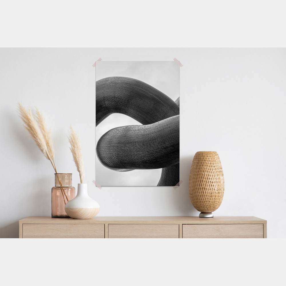 Plakat krzywe formy abstrakcyjna rzeźba w odcieniach szarości – Wallissimo® Plakat krzywe formy abstrakcyjna rzeźba w odcieniach szarości – Wallissimo®