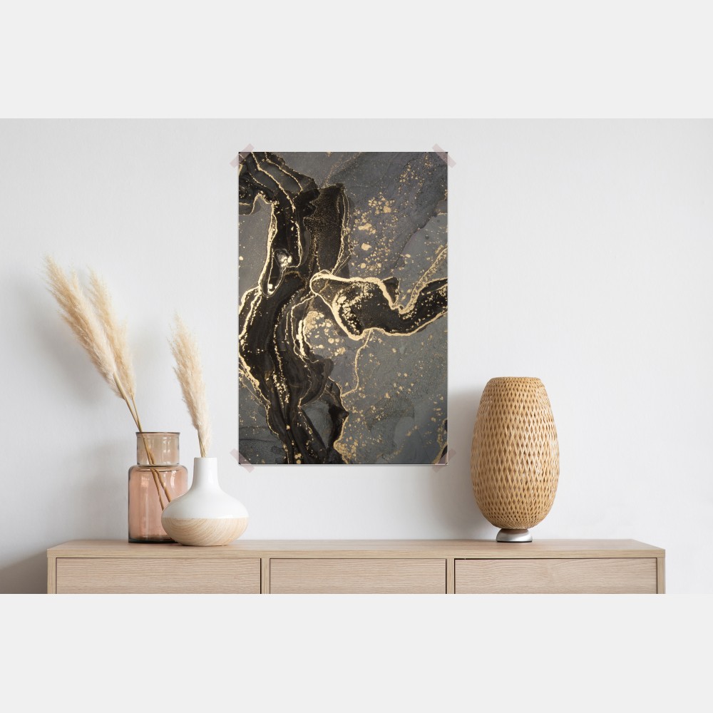 Plakat luksusowy czarno-złoty marmur abstrakcyjny – Wallissimo® Plakat luksusowy czarno-złoty marmur abstrakcyjny – Wallissimo®