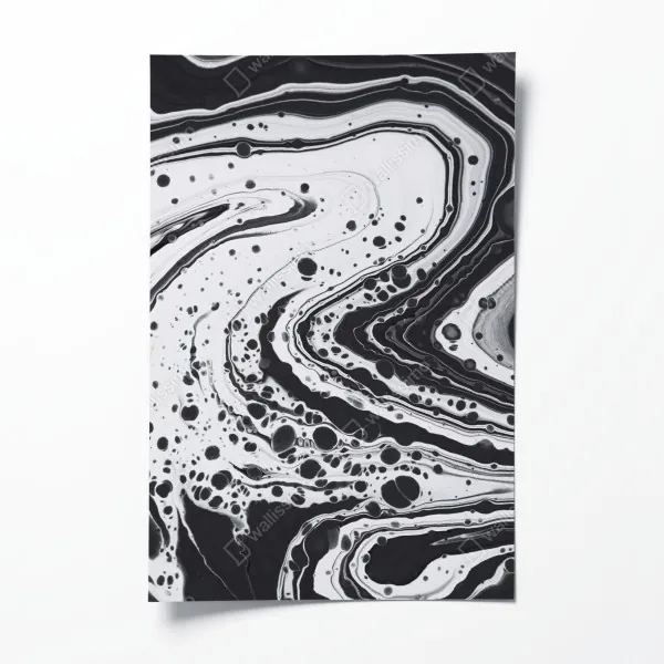 Plakat czarno-biała marmurowa abstrakcja