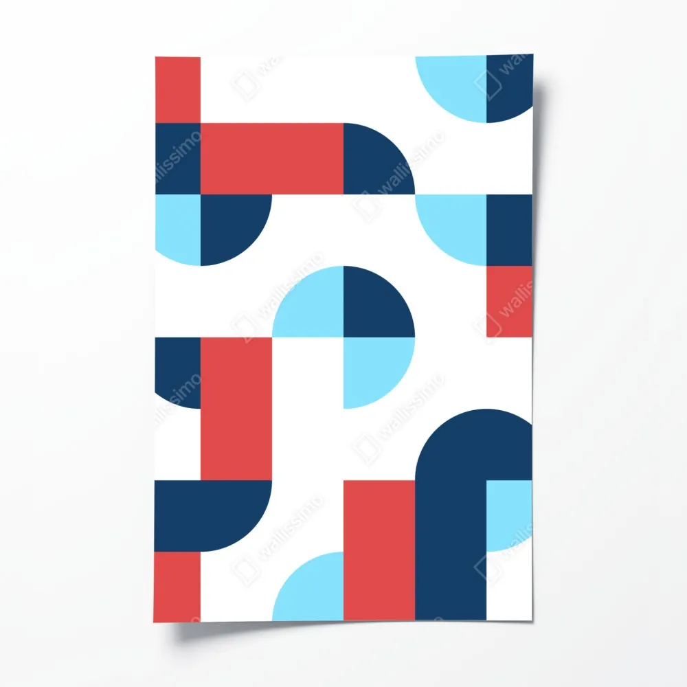 Plakat odważny geometryczny wzór w granacie i koralu – Wallissimo® Plakat odważny geometryczny wzór w granacie i koralu – Wallissimo®