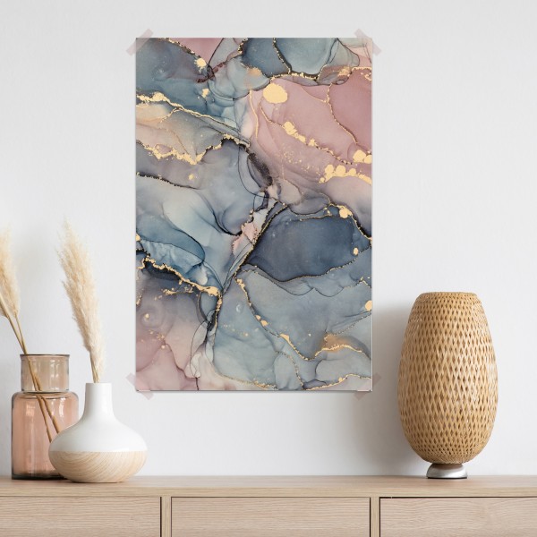 Plakat delikatne pastelowe płynne marmury ze złotymi żyłkami – Wallissimo® Plakat delikatne pastelowe płynne marmury ze złotymi żyłkami – Wallissimo®