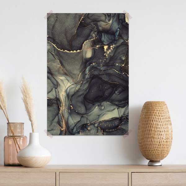 Plakat luksusowa abstrakcja alkoholowa ze złotymi żyłkami – Wallissimo® Plakat luksusowa abstrakcja alkoholowa ze złotymi żyłkami – Wallissimo®