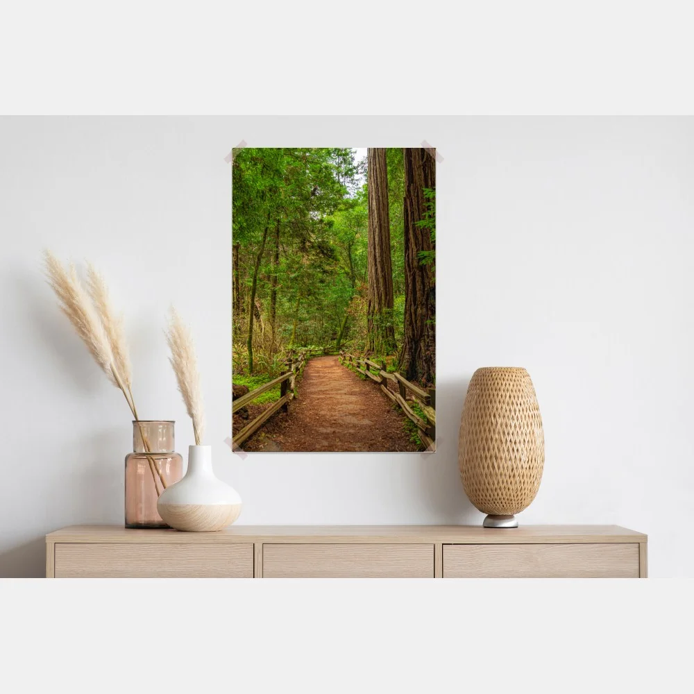 Plakat majestatyczna ścieżka w lesie sekwoi – Wallissimo® Plakat majestatyczna ścieżka w lesie sekwoi – Wallissimo®