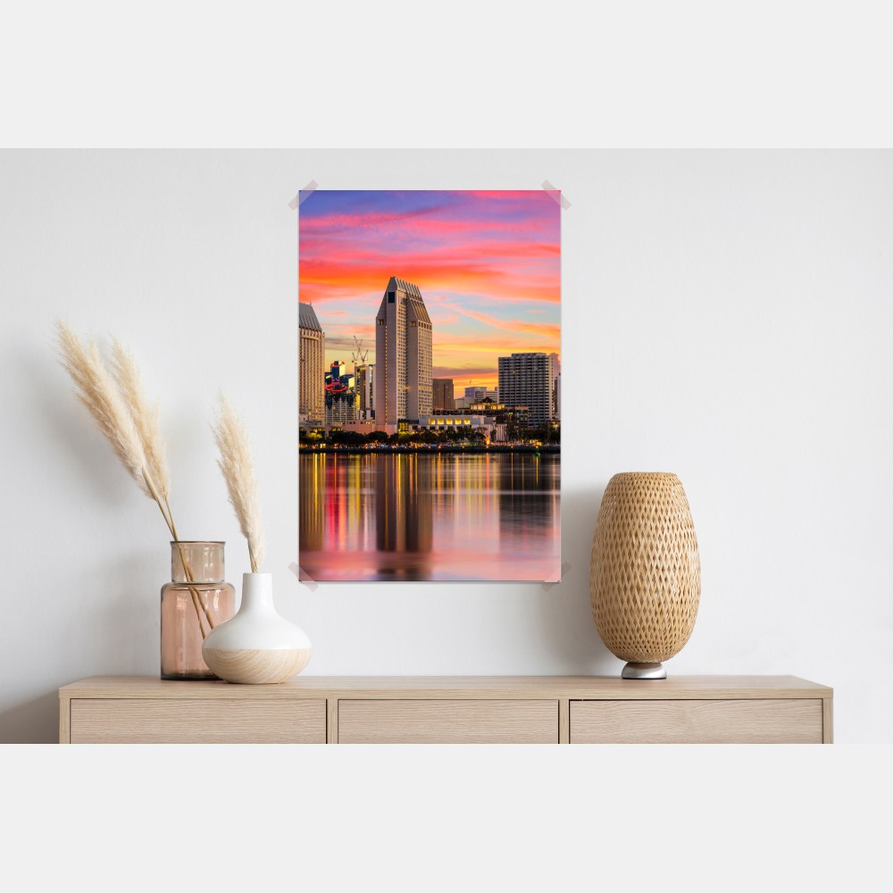 Plakat San Diego zachód słońca panorama miasta – Wallissimo® Plakat San Diego zachód słońca panorama miasta – Wallissimo®