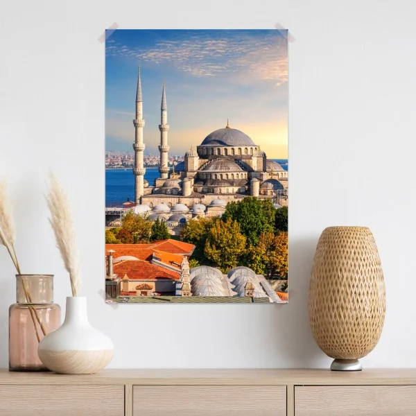 Plakat Stambuł z Błękitnym Meczetem o zachodzie słońca – Wallissimo® Plakat Stambuł z Błękitnym Meczetem o zachodzie słońca – Wallissimo®