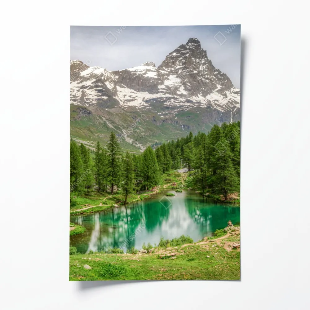 Plakat błękitne jezioro przy Cervinia – Wallissimo® Plakat błękitne jezioro przy Cervinia – Wallissimo®