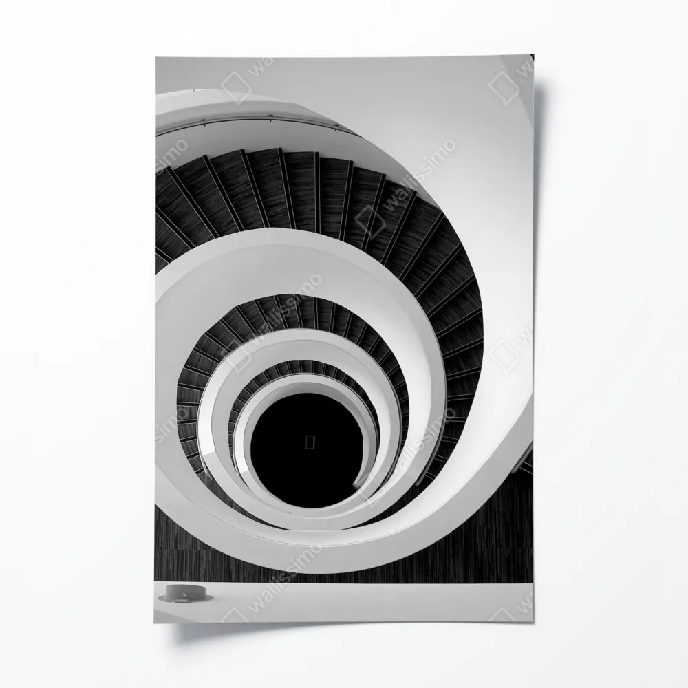 Plakat spiralne schody w monochromie – Wallissimo® Plakat spiralne schody w monochromie – Wallissimo®