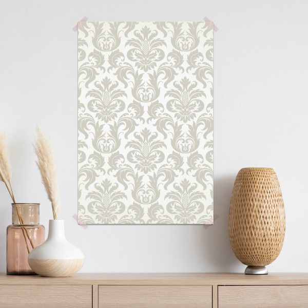 Plakat elegancki beżowy wzór damask – Wallissimo® Plakat elegancki beżowy wzór damask – Wallissimo®