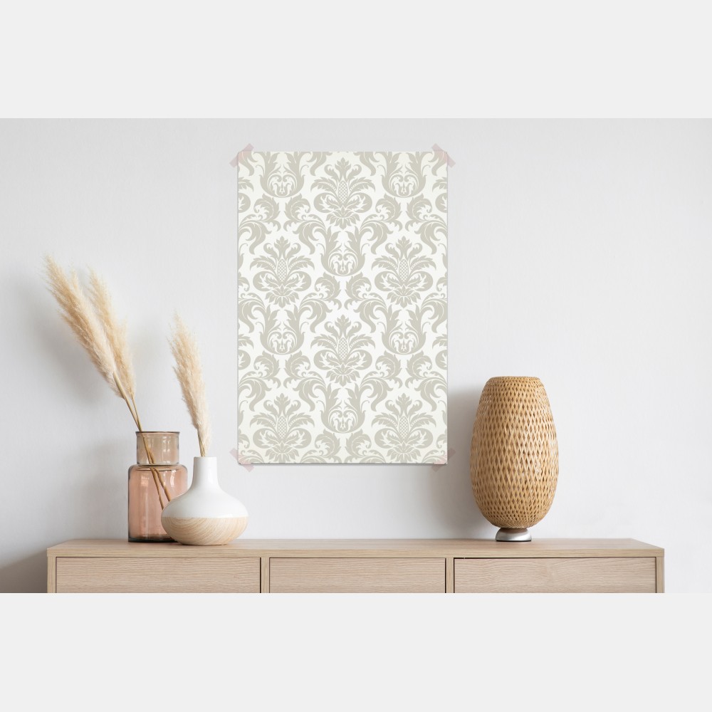 Plakat elegancki beżowy wzór damask – Wallissimo® Plakat elegancki beżowy wzór damask – Wallissimo®