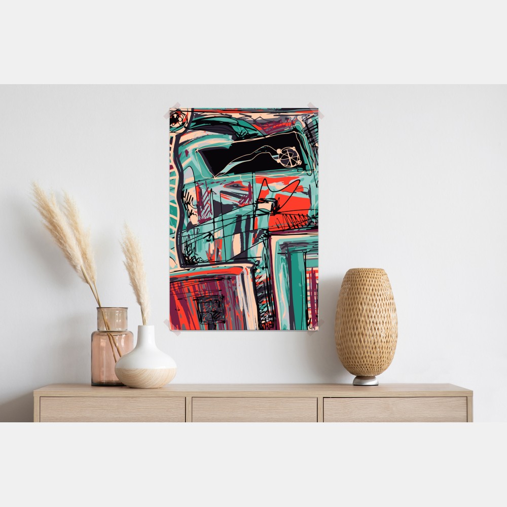 Plakat turkusowo-koralowa abstrakcyjna kompozycja – Wallissimo® Plakat turkusowo-koralowa abstrakcyjna kompozycja – Wallissimo®