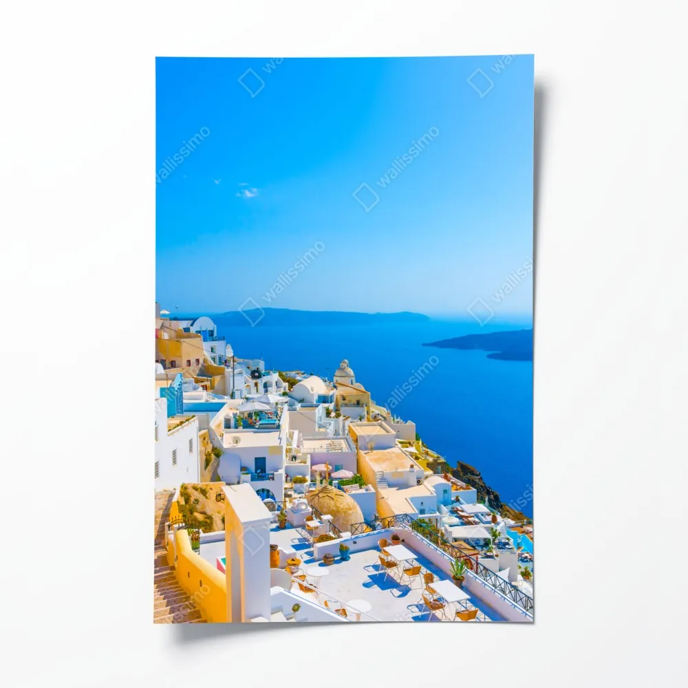 Plakat słoneczny widok na kalderę Santorini – Wallissimo® Plakat słoneczny widok na kalderę Santorini – Wallissimo®