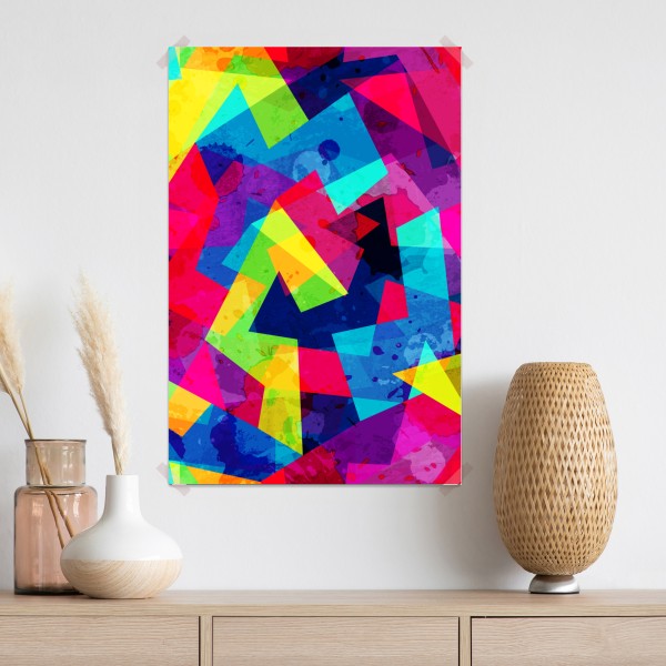 Plakat żywy geometryczny akwarelowy kolaż – Wallissimo® Plakat żywy geometryczny akwarelowy kolaż – Wallissimo®