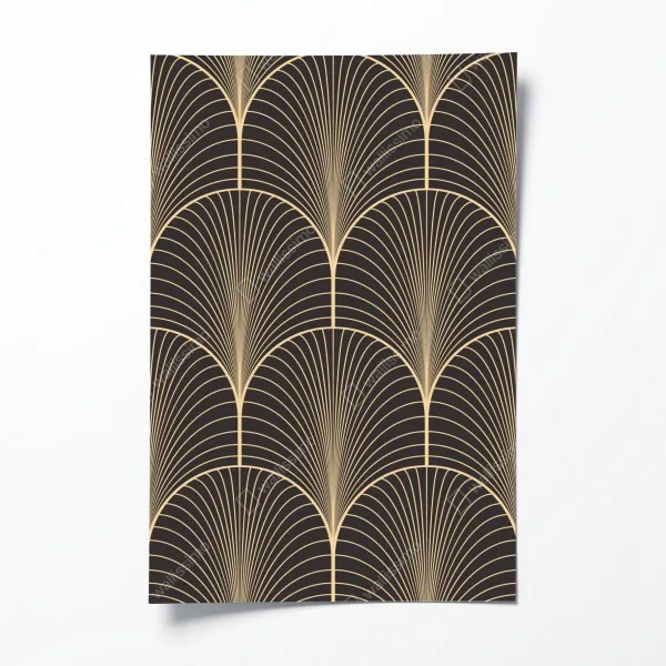 Plakat art deco złoty wzór wachlarza