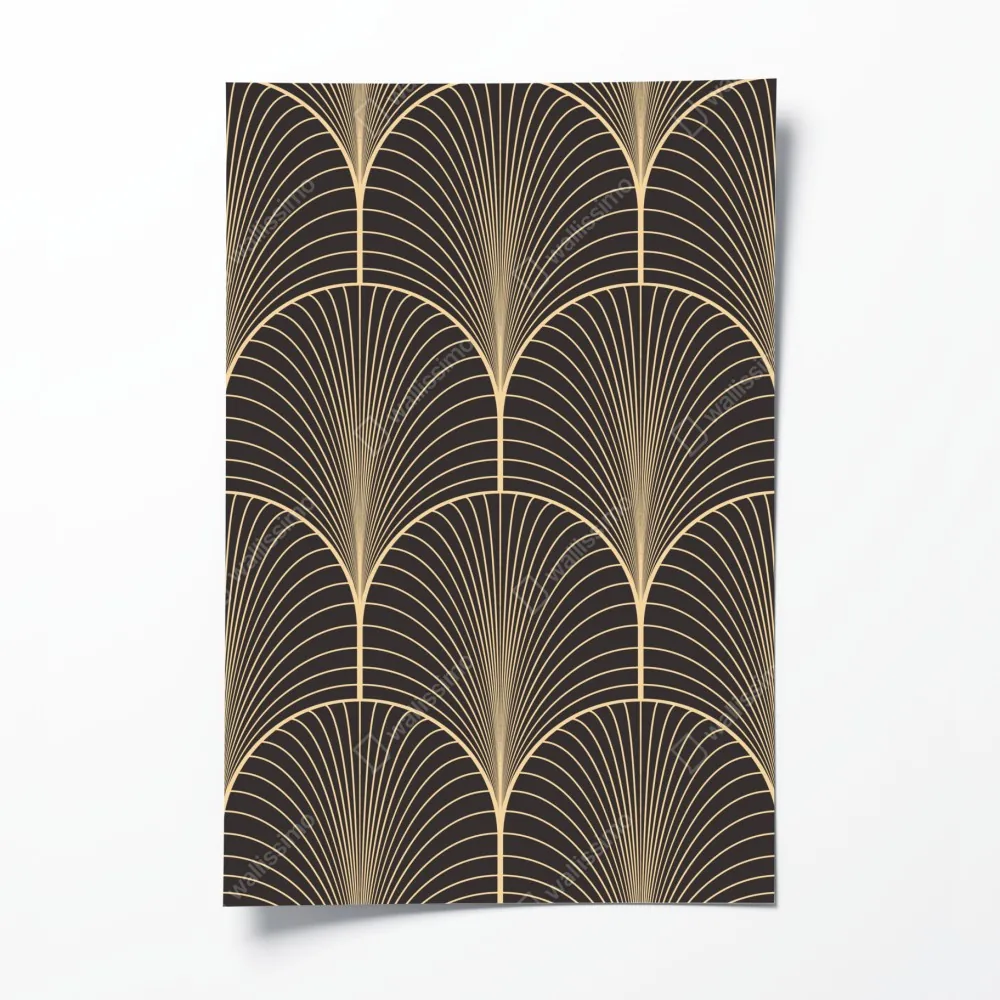 Plakat art deco złoty wzór wachlarza – Wallissimo® Plakat art deco złoty wzór wachlarza – Wallissimo®