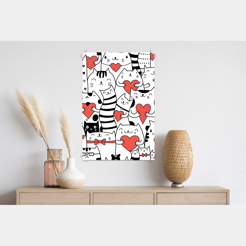 Plakat urocze koty z sercami wzór – Wallissimo® Plakat urocze koty z sercami wzór – Wallissimo®