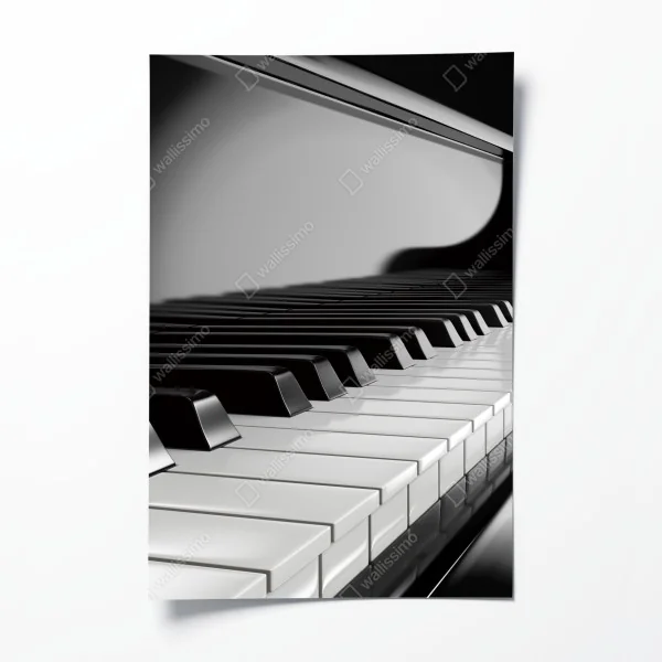 Plakat eleganckie czarno-białe klawisze fortepianu