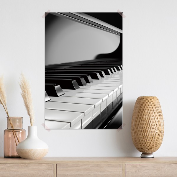 Plakat eleganckie czarno-białe klawisze fortepianu – Wallissimo® Plakat eleganckie czarno-białe klawisze fortepianu – Wallissimo®